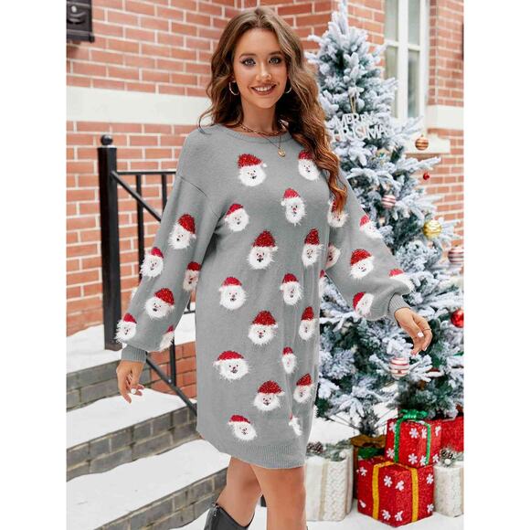 Soft Christmas Santa Sweater Dress in Green - Picture 8 of 9
